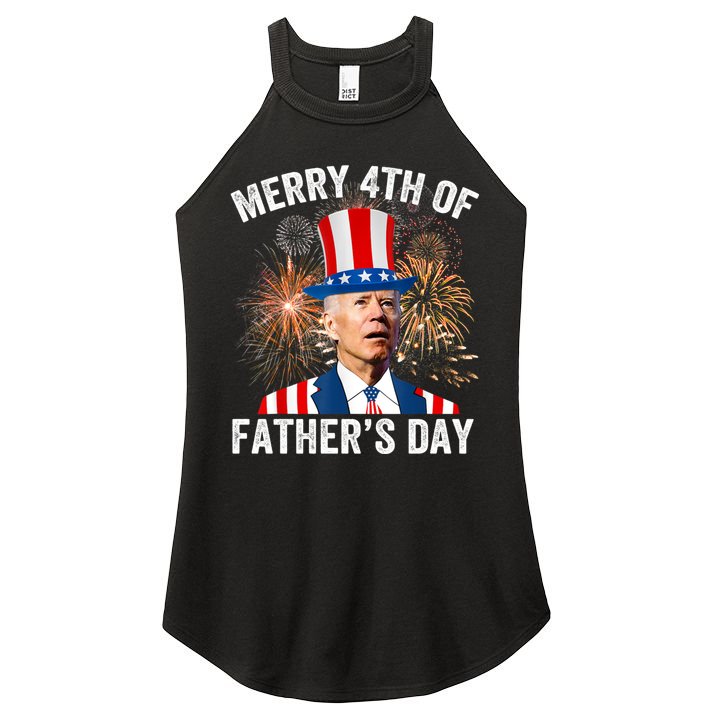Joe Biden Merry 4th Of Fathers Day Funny 4th Of July Women's Perfect Tri Rocker Tank
