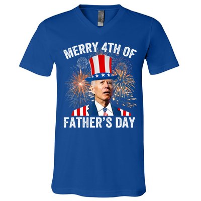 Joe Biden Merry 4th Of Fathers Day Funny 4th Of July V-Neck T-Shirt