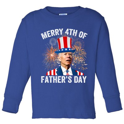 Joe Biden Merry 4th Of Fathers Day Funny 4th Of July Toddler Long Sleeve Shirt