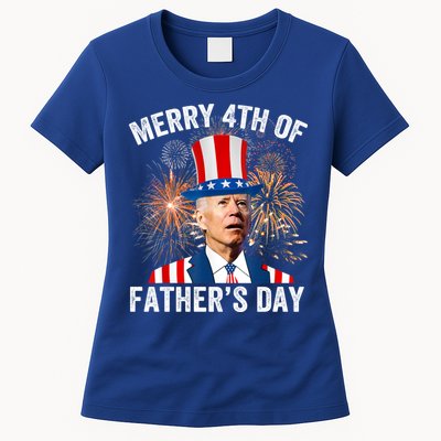 Joe Biden Merry 4th Of Fathers Day Funny 4th Of July Womens T-Shirt