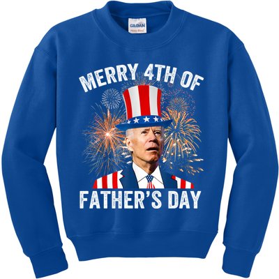 Joe Biden Merry 4th Of Fathers Day Funny 4th Of July Kids Sweatshirt