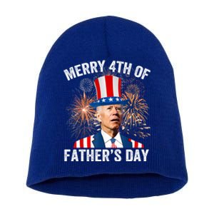 Joe Biden Merry 4th Of Fathers Day Funny 4th Of July Short Acrylic Beanie