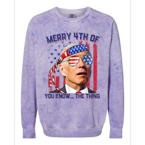 Joe Biden Merry 4th Of You Know The Thing, Joe Biden 4th Of July Colorblast Crewneck Sweatshirt