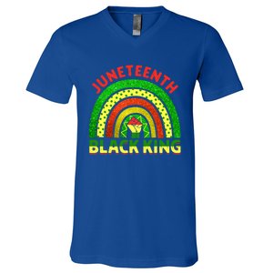 Juneteenth Black Melanin King Independence Day Blm Rainbow Cool Gift V-Neck T-Shirt