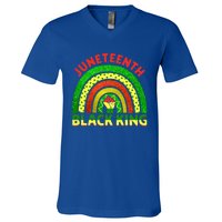 Juneteenth Black Melanin King Independence Day Blm Rainbow Cool Gift V-Neck T-Shirt