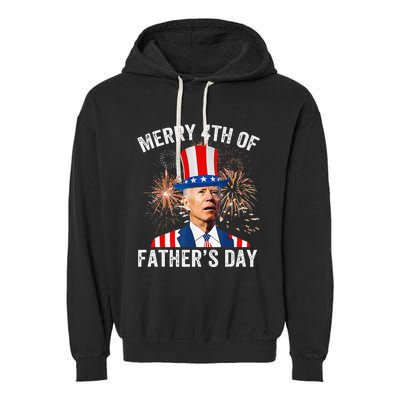 Joe Biden Merry 4th Of Father's Day Funny 4th Of July Garment-Dyed Fleece Hoodie