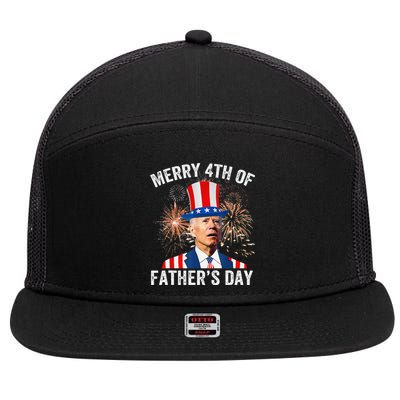 Joe Biden Merry 4th Of Father's Day Funny 4th Of July 7 Panel Mesh Trucker Snapback Hat