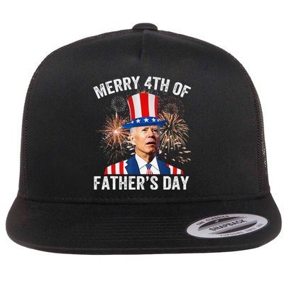 Joe Biden Merry 4th Of Father's Day Funny 4th Of July Flat Bill Trucker Hat