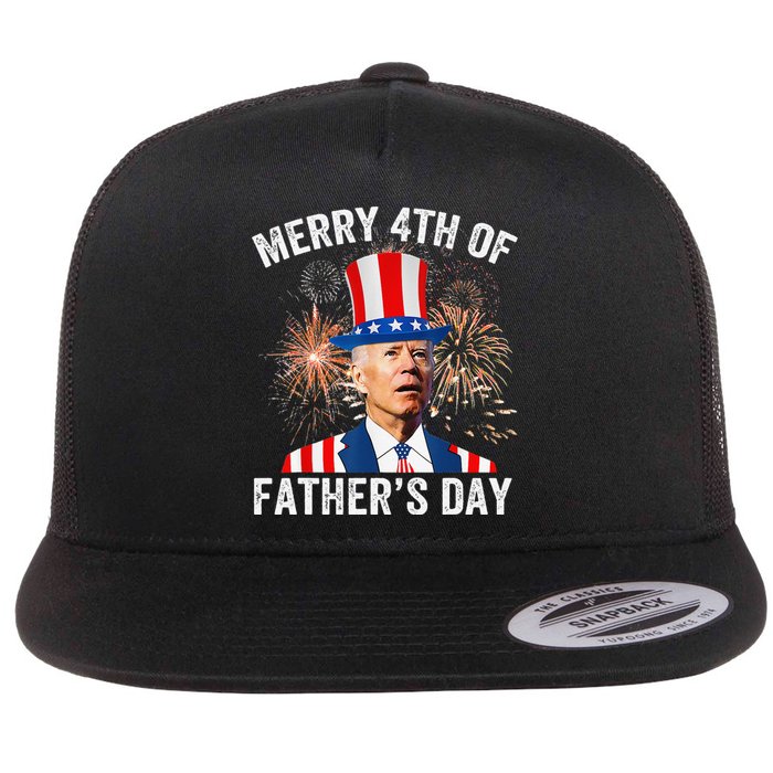 Joe Biden Merry 4th Of Father's Day Funny 4th Of July Flat Bill Trucker Hat