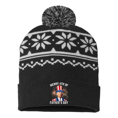 Joe Biden Merry 4th Of Father's Day Funny 4th Of July USA-Made Snowflake Beanie