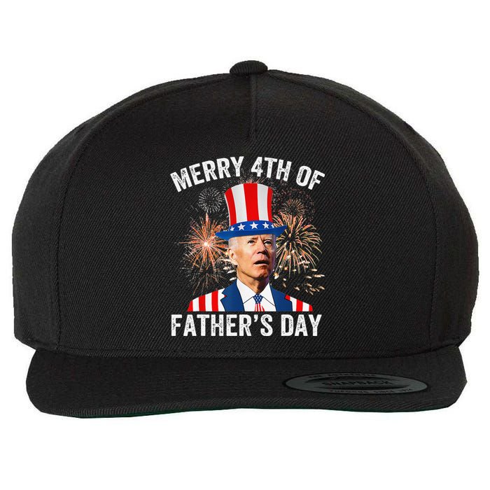 Joe Biden Merry 4th Of Father's Day Funny 4th Of July Wool Snapback Cap