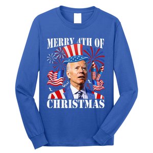 Joe Biden Merry 4th Of Christmas Firework Long Sleeve Shirt