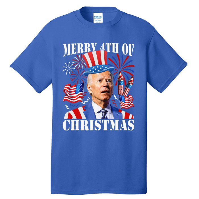 Joe Biden Merry 4th Of Christmas Firework Tall T-Shirt