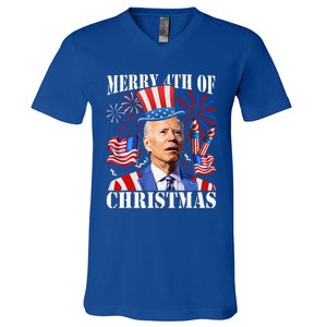 Joe Biden Merry 4th Of Christmas Firework V-Neck T-Shirt