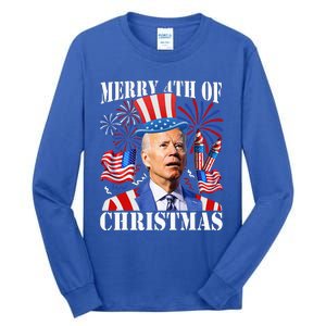 Joe Biden Merry 4th Of Christmas Firework Tall Long Sleeve T-Shirt