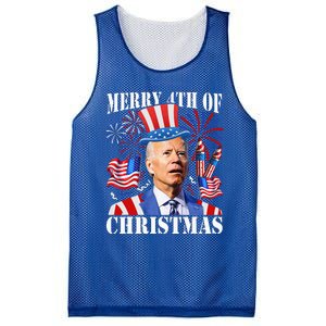 Joe Biden Merry 4th Of Christmas Firework Mesh Reversible Basketball Jersey Tank