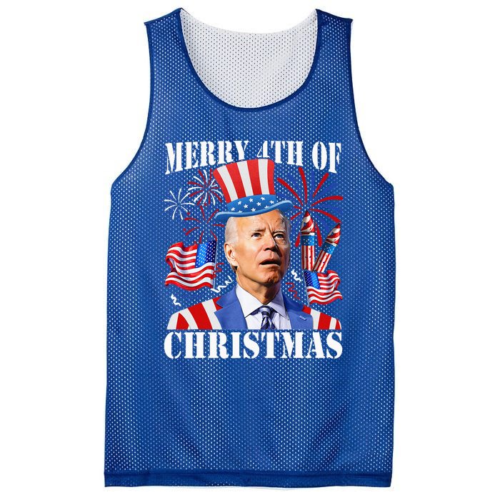 Joe Biden Merry 4th Of Christmas Firework Mesh Reversible Basketball Jersey Tank