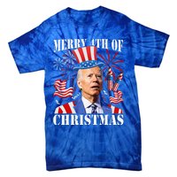 Joe Biden Merry 4th Of Christmas Firework Tie-Dye T-Shirt