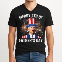 Joe Biden Merry 4th Of Father's Day Funny 4th Of July V-Neck T-Shirt