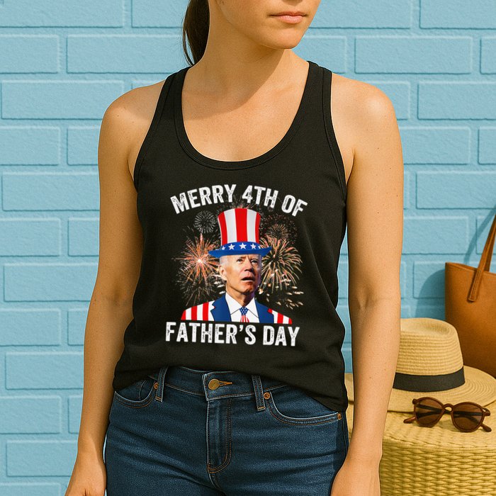 Joe Biden Merry 4th Of Father's Day Funny 4th Of July Womens Tank Top