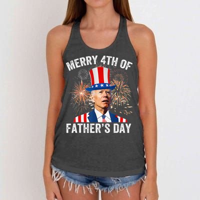 Joe Biden Merry 4th Of Father's Day Funny 4th Of July Women's Knotted Racerback Tank