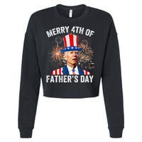 Joe Biden Merry 4th Of Father's Day Funny 4th Of July Cropped Pullover Crew