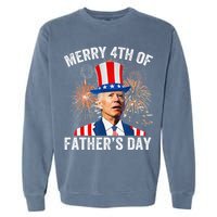 Joe Biden Merry 4th Of Father's Day Funny 4th Of July Garment-Dyed Sweatshirt