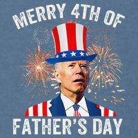 Joe Biden Merry 4th Of Father's Day Funny 4th Of July Garment-Dyed Sweatshirt