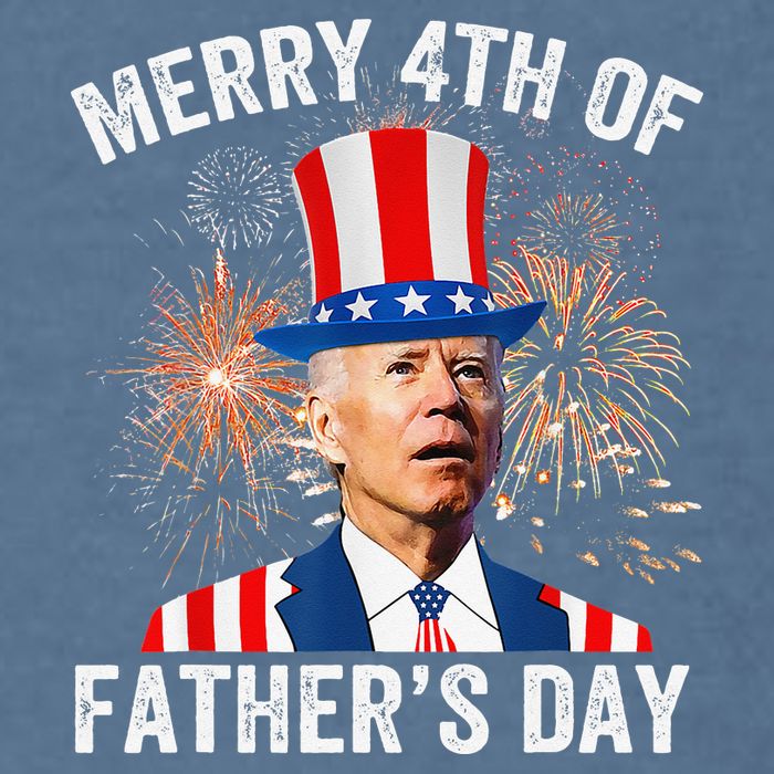Joe Biden Merry 4th Of Father's Day Funny 4th Of July Garment-Dyed Sweatshirt