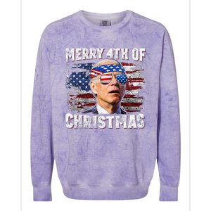 Joe Biden Merry 4th Of Christmas Funny 4th Of July Colorblast Crewneck Sweatshirt