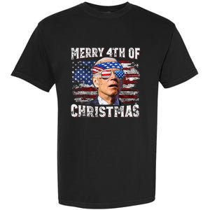 Joe Biden Merry 4th Of Christmas Funny 4th Of July Garment-Dyed Heavyweight T-Shirt