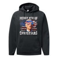 Joe Biden Merry 4th Of Christmas Funny 4th Of July Performance Fleece Hoodie