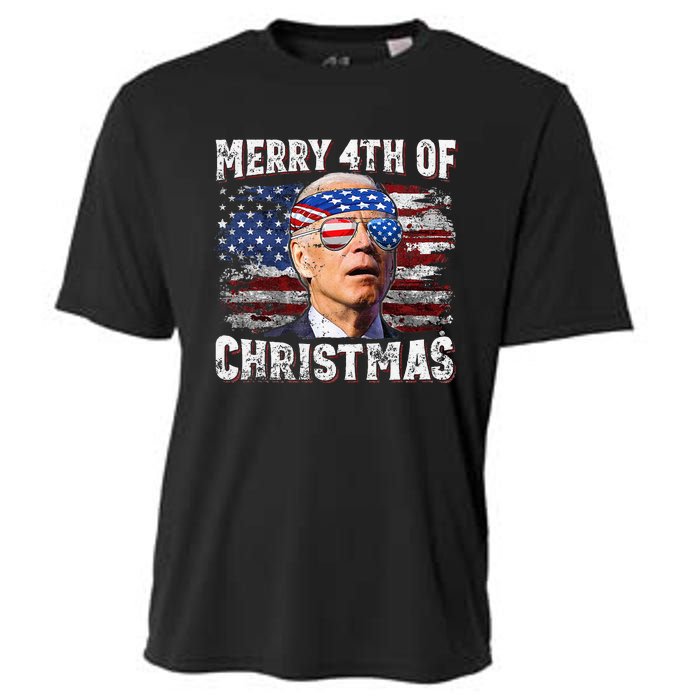 Joe Biden Merry 4th Of Christmas Funny 4th Of July Cooling Performance Crew T-Shirt