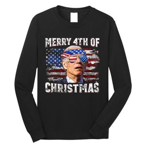 Joe Biden Merry 4th Of Christmas Funny 4th Of July Long Sleeve Shirt