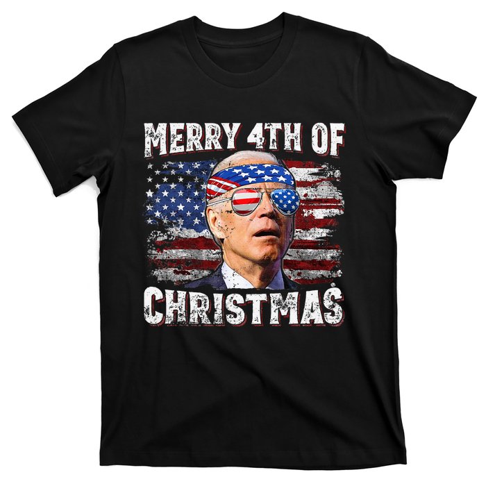 Joe Biden Merry 4th Of Christmas Funny 4th Of July T-Shirt