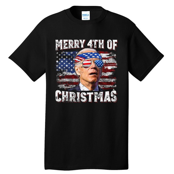 Joe Biden Merry 4th Of Christmas Funny 4th Of July Tall T-Shirt