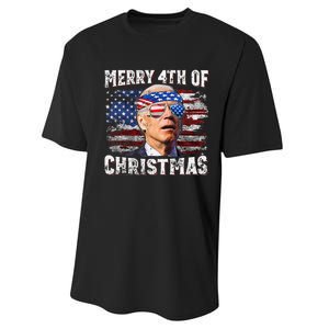 Joe Biden Merry 4th Of Christmas Funny 4th Of July Performance Sprint T-Shirt