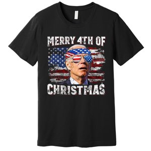 Joe Biden Merry 4th Of Christmas Funny 4th Of July Premium T-Shirt