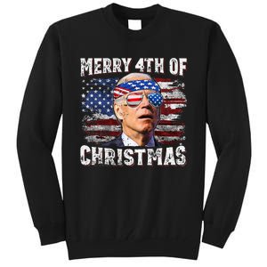 Joe Biden Merry 4th Of Christmas Funny 4th Of July Tall Sweatshirt