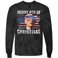 Joe Biden Merry 4th Of Christmas Funny 4th Of July Tie-Dye Long Sleeve Shirt