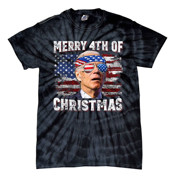 Joe Biden Merry 4th Of Christmas Funny 4th Of July Tie-Dye T-Shirt