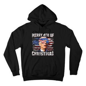 Joe Biden Merry 4th Of Christmas Funny 4th Of July Tall Hoodie