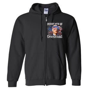 Joe Biden Merry 4th Of Christmas Funny 4th Of July Full Zip Hoodie