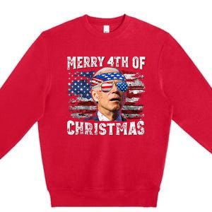 Joe Biden Merry 4th Of Christmas Funny 4th Of July Premium Crewneck Sweatshirt