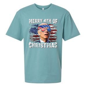 Joe Biden Merry 4th Of Christmas Funny 4th Of July Sueded Cloud Jersey T-Shirt