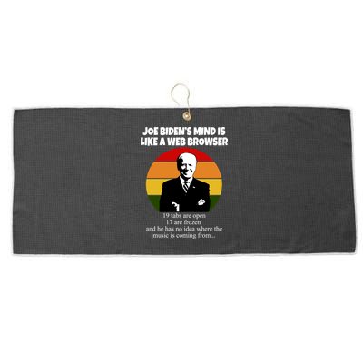 Joe Biden's Mind Is Like A Web Browser Large Microfiber Waffle Golf Towel