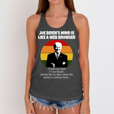 Joe Biden's Mind Is Like A Web Browser Women's Knotted Racerback Tank