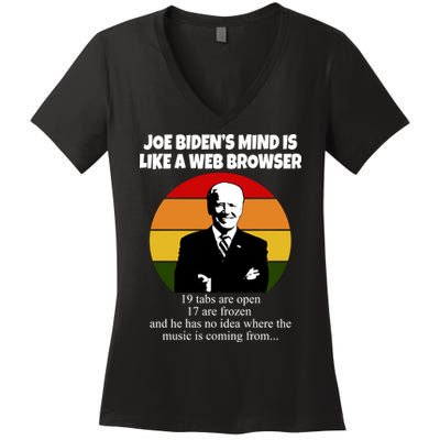 Joe Biden's Mind Is Like A Web Browser Women's V-Neck T-Shirt