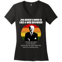 Joe Biden's Mind Is Like A Web Browser Women's V-Neck T-Shirt