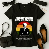 Joe Biden's Mind Is Like A Web Browser Women's V-Neck T-Shirt